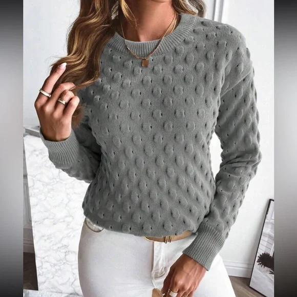 Luxe popcorn knit sweater top - Picture 12 of 16